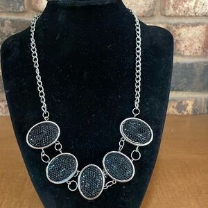 Black and silver tone statement necklace